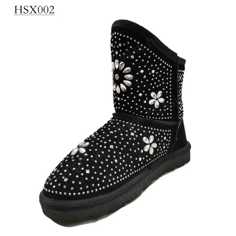 LXG,warm Wool Lining Super Anti-slip TPR Outsole Lady Boots 2023 Winter New Rhinestone Design Snow Boots HSX002