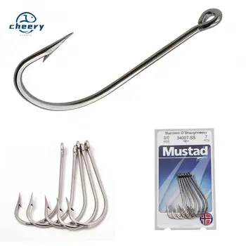 CHEERY 100% Stainless Steel O'shaughnessy 8-8/0# Long Shank Barbed Circle Hooks 34007SS for Saltwater and Fly Fishing – Hooks – view 2
