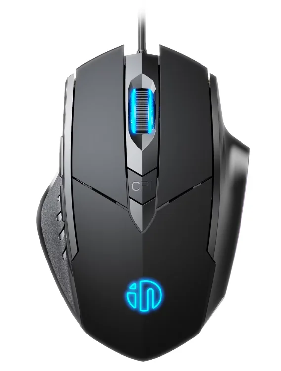 Mouse Gamer Inphic W1 com 6 Teclas de Definição Macro, 3200dpi Ajustável, Óptico USB com Fio, Iluminado, Silencioso, Estilo 3D...