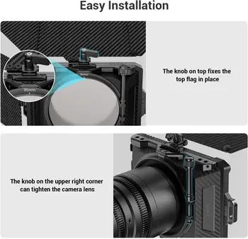 Smallrig Mini Matte Box PRO Come with 4 X 5.65 Filter Trays and 67mm/72mm/77mm/82mm-95mm Adapter Ring - 3680 detail image