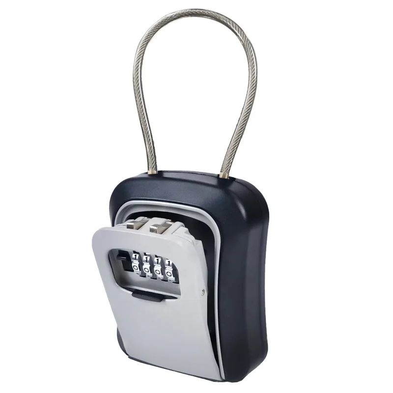 4 Digit Combination Key Lock Box Hanging Mount Safe Security Storage Steel 