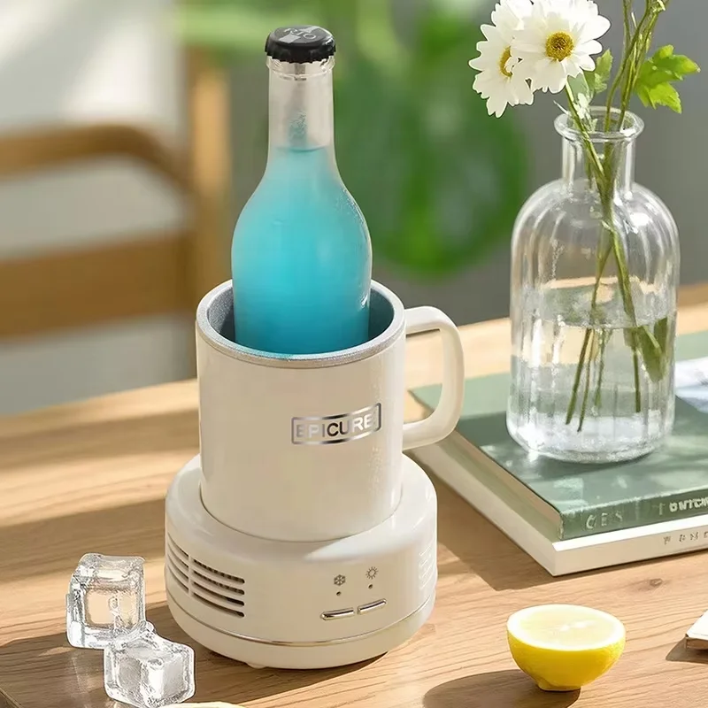 110V レトロスタイル電気カップ冷却加熱器 パーソナライズ飲料温度調節マグ ベース付き コーヒー紅茶ミルク用 5