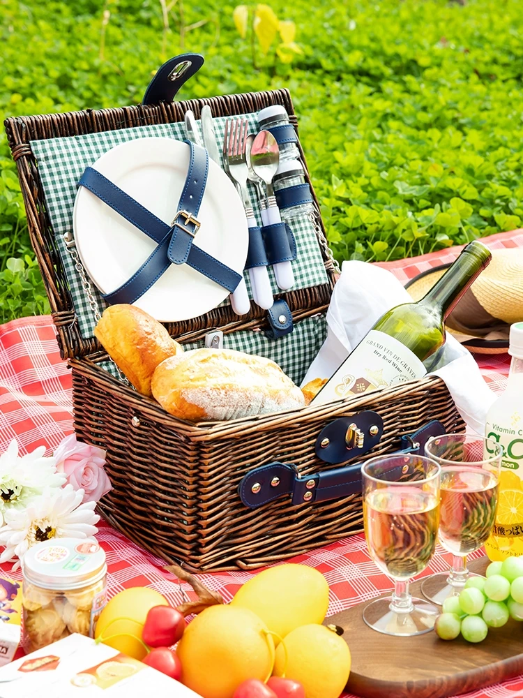 Picnic Hamper Basket Set Wholesale Wicker Picnic Basket Set 2 Person