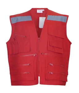 Factory Supplied Polyester Multi-Pocket Work Vests Hi-vis Workwear Safety Vest
