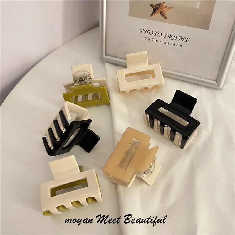 Корейские Новые двухцветные квадратные полые захваты для волос простые темпераментные сращивающиеся цветные зажимы с акулой женские ацетатные задней головки