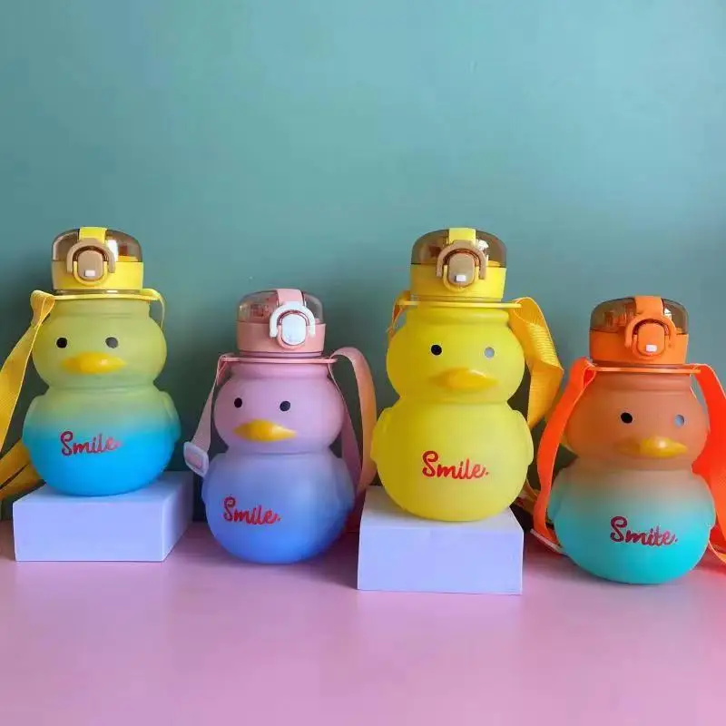 New 650ml Kids Cute Duck Water Bottle Bpa Free Children Plastic Water ...