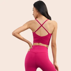 Ropa Deportiva De Mujer Para El Gym Beautiful Back Scrunch Cross Straps Removable Pad Breathable Strap Cross-Strap Design