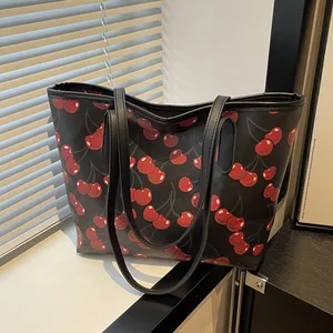 Cherry Design 2026 Women's Large Capacity Tote Bag New College Student Commute Single-Shoulder Bag with Hand-Held for Girls