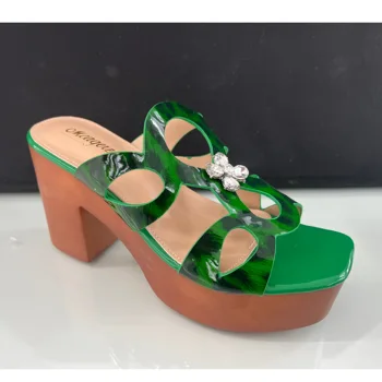 Wholesale Hot Diamond Platform Open Toe Wedge Sandals for Woman 10cm High Heel