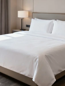 Modern Hotel White Cotton Simple Duvet Cover Set Soft Breathable Wrinkle-Resistant Luxury 4-Piece 300tc