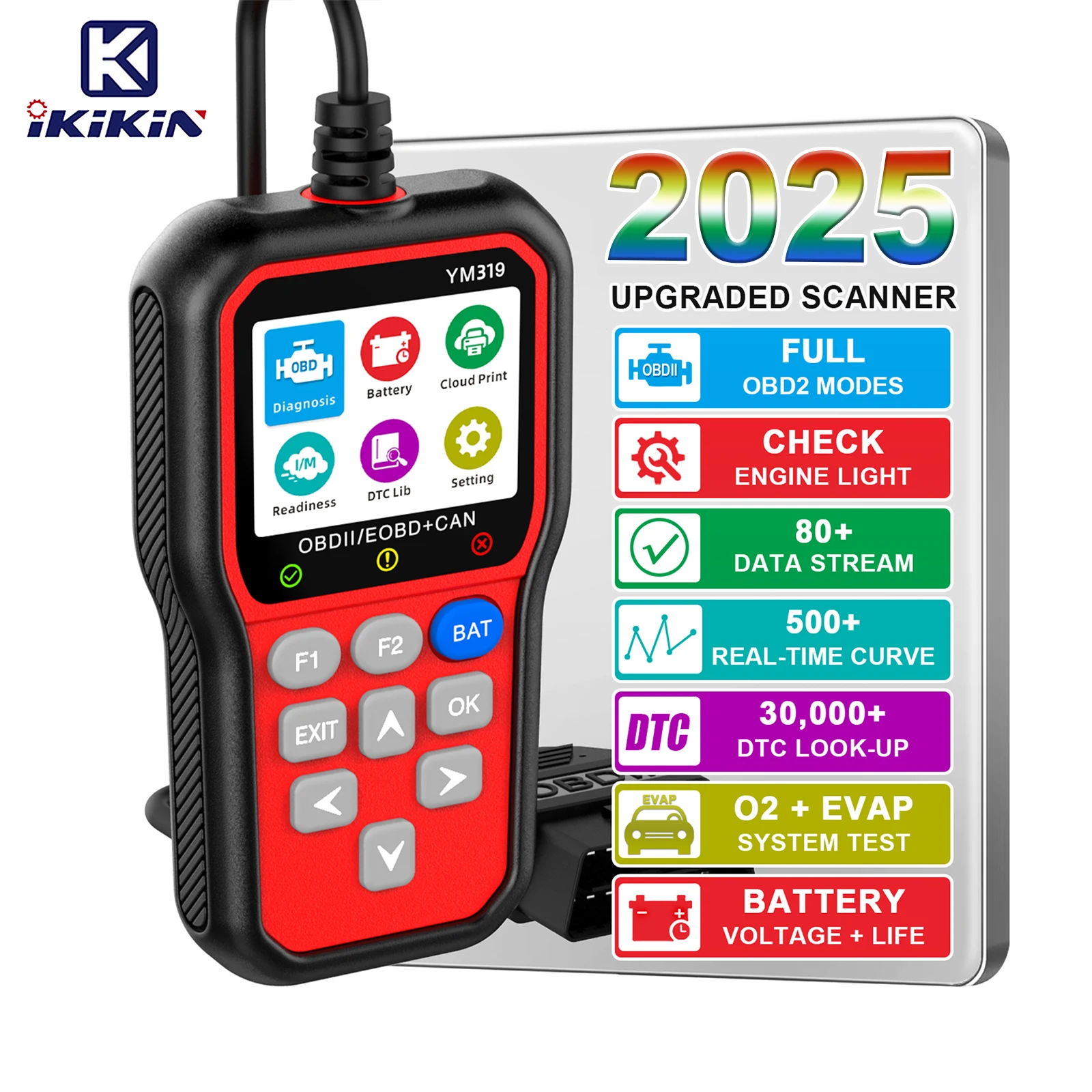 Handheld Red YM319 OBD2 Auto Code Reader Scanner Vehicle Diagnostic Tool for Cars