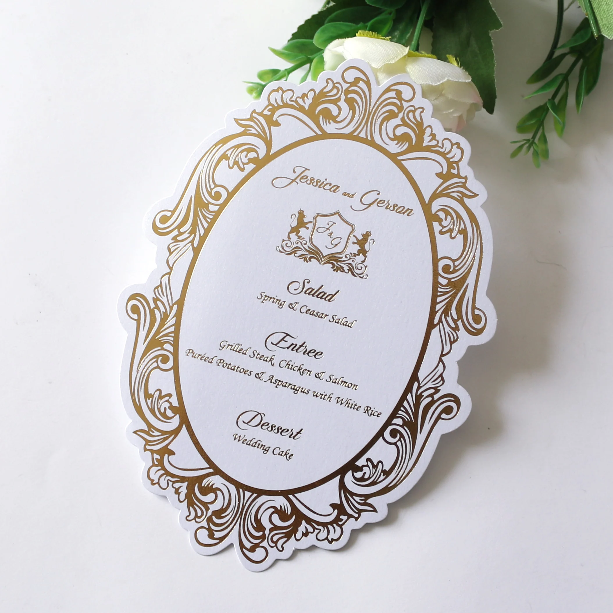 European Style Bronzing Paper Menu Card