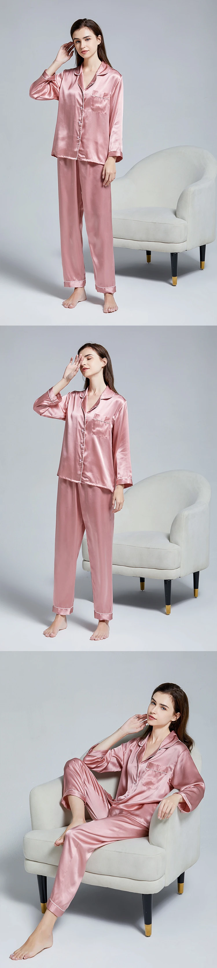Women's  Mulberry Silk Pajama Set Taupe
