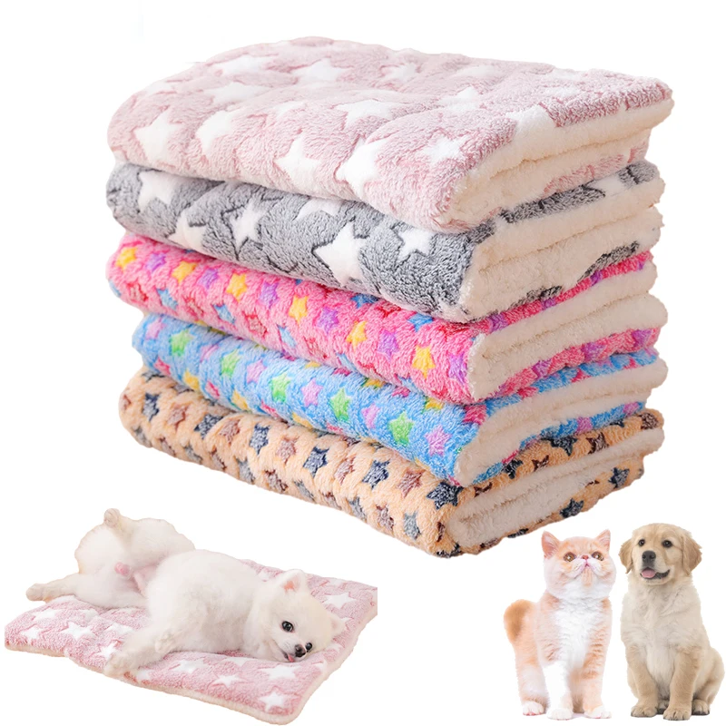 Soft Flannel Thickening Pet Soft Fleece Pad Pet Blanket Mattress Puppy Cat  Sofa Mat Home Carpet Warm Sleep Set Dog Bed