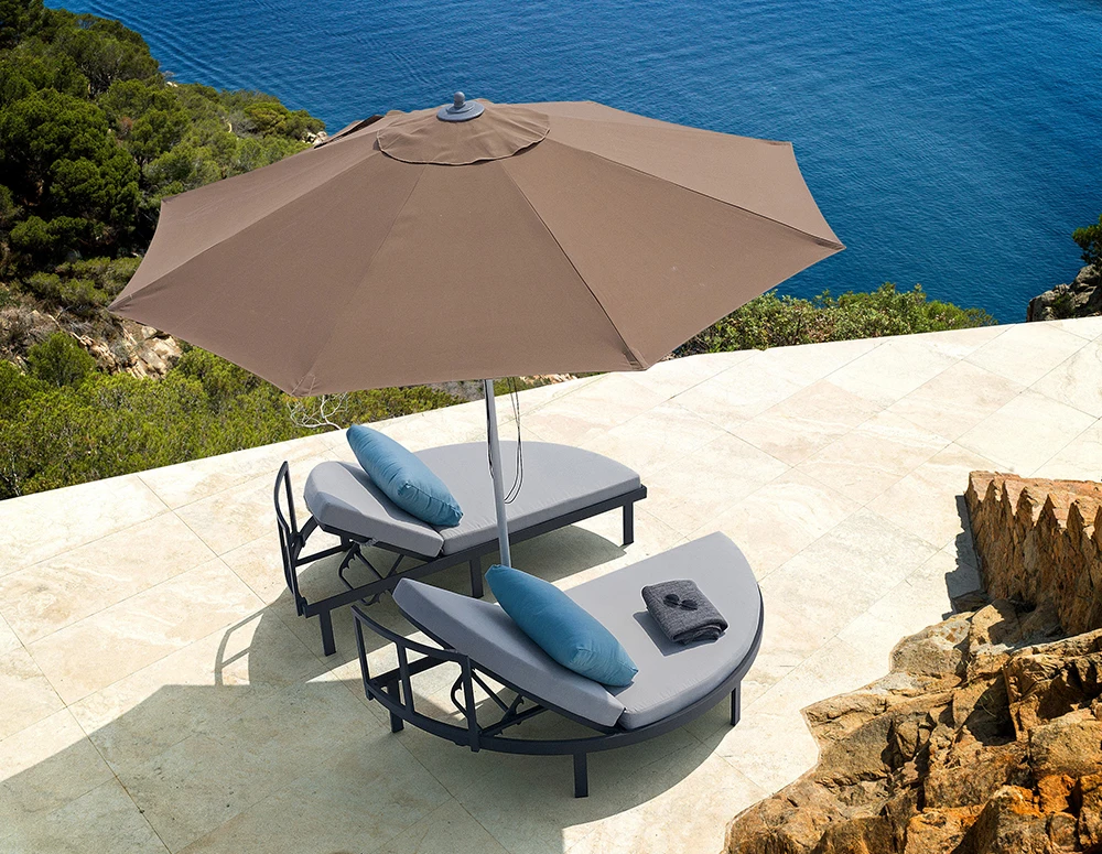 sun lounger with umbrella