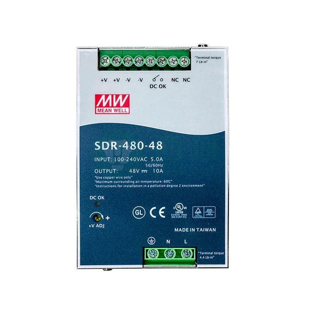 SDR-480-48 Switching Power Supplies 240V Input Voltage for Industrial Applications
