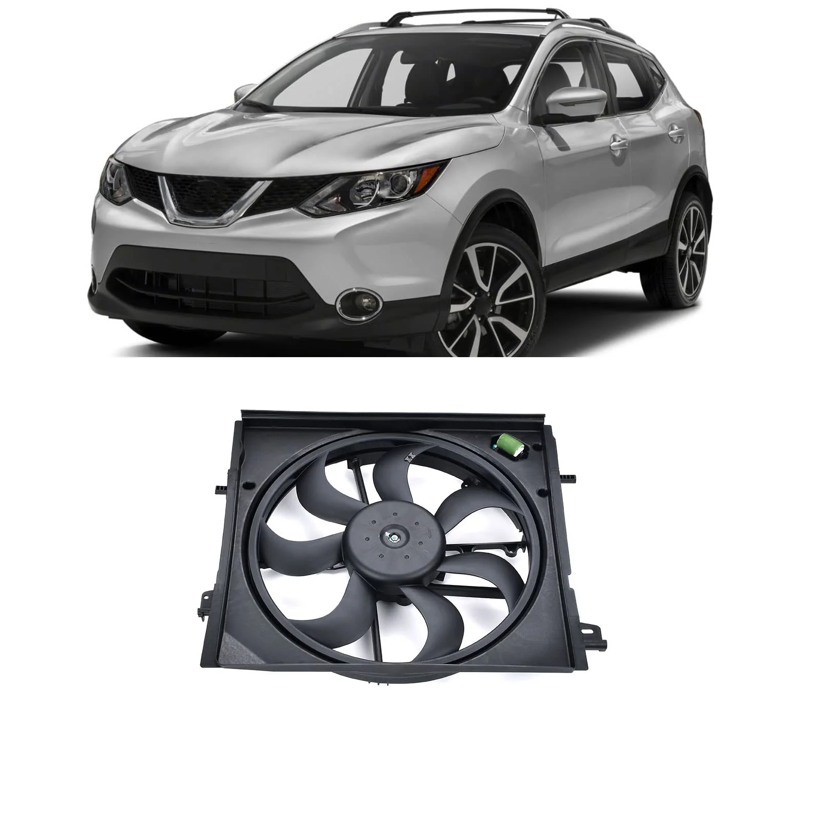 Radiator Cooling Fan Assembly Compatible with Nissan Rogue Sport 2017 2018 2019 2.0L 214816MA0A 214816-MA0A 214814EB0A