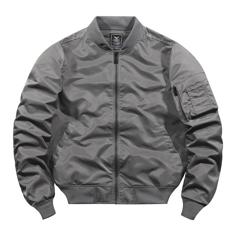High Quality Men's Casual Bomber for Autumn Winter Solid Color Pocket Decoration Full Zipper Wholesale Outdoor Jacket_voghion.com
