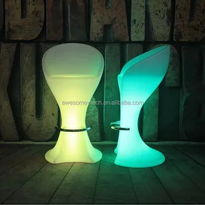 Factory Direct Luxury LED Table Waterproof Plastic Bar Stool Furniture for Wedding Parties Event