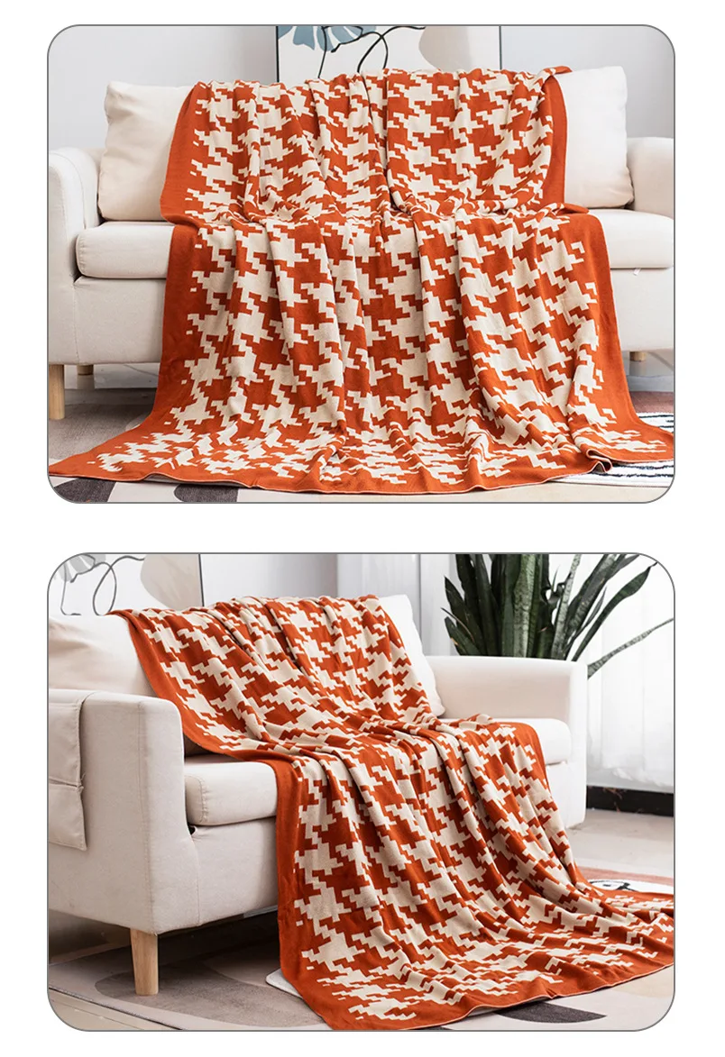 Super Soft Knitted Blanket 100% Acrylic simple jacquard pattern suitable for all seasons warm