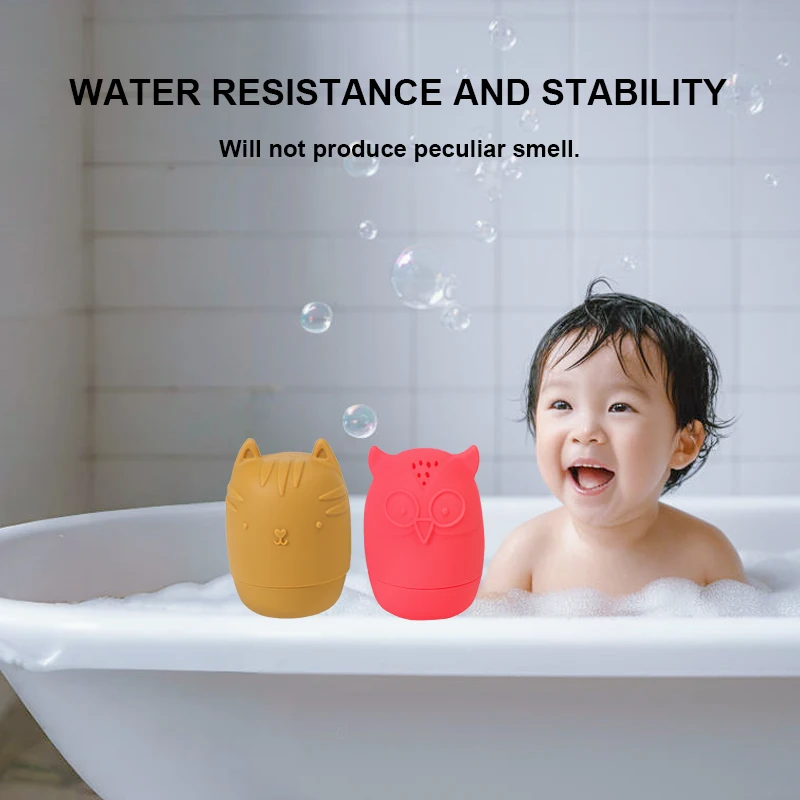 Personnalisez une variété de styles de jouets en silicium pour bébés, pommeaux de douche à bulles écologiques en plastique pour enfants