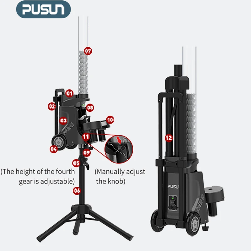 ポータブルPB-miniバドミントンシャトルマシン初心者向け軽量調整可能