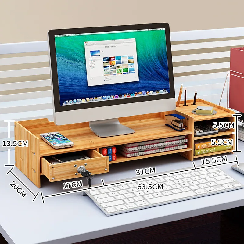 Desktop Storage Rack Computer Monitor Riser Stand Keyboard Mouse ...