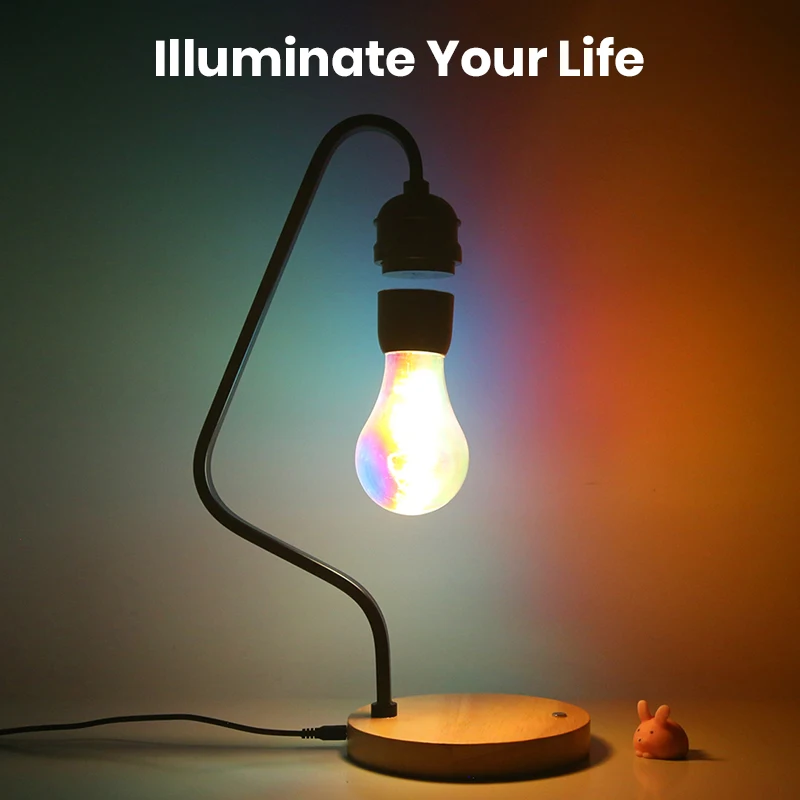 Magnetic Floating Table Lamp Modern Simple Design Metal Gooseneck Levitating USB Desk Lamp with LED Light Bulb
