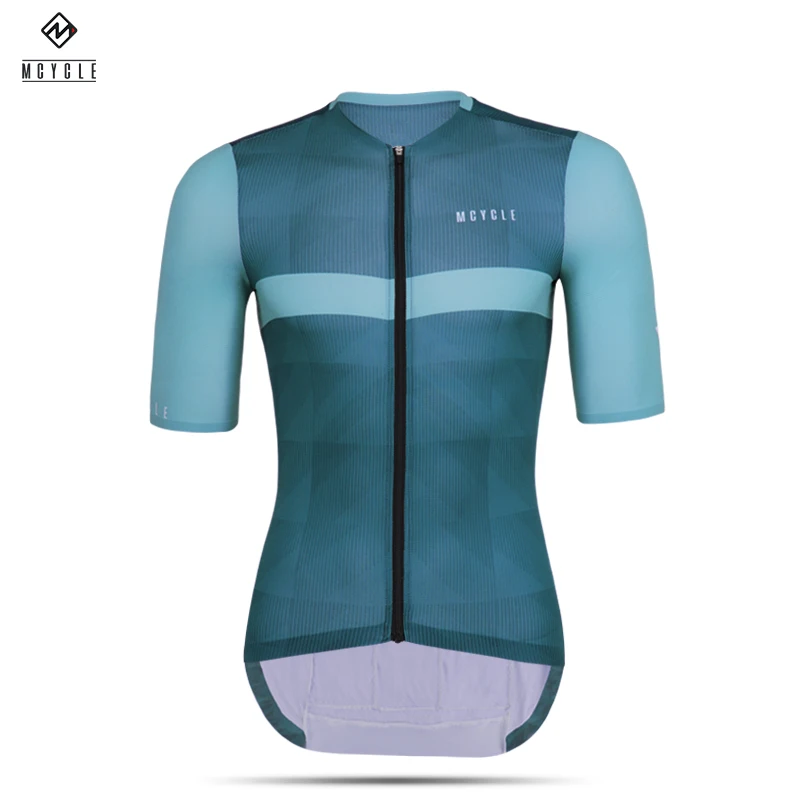 Men's Full Zip Road Cycling Jersey Blue Green