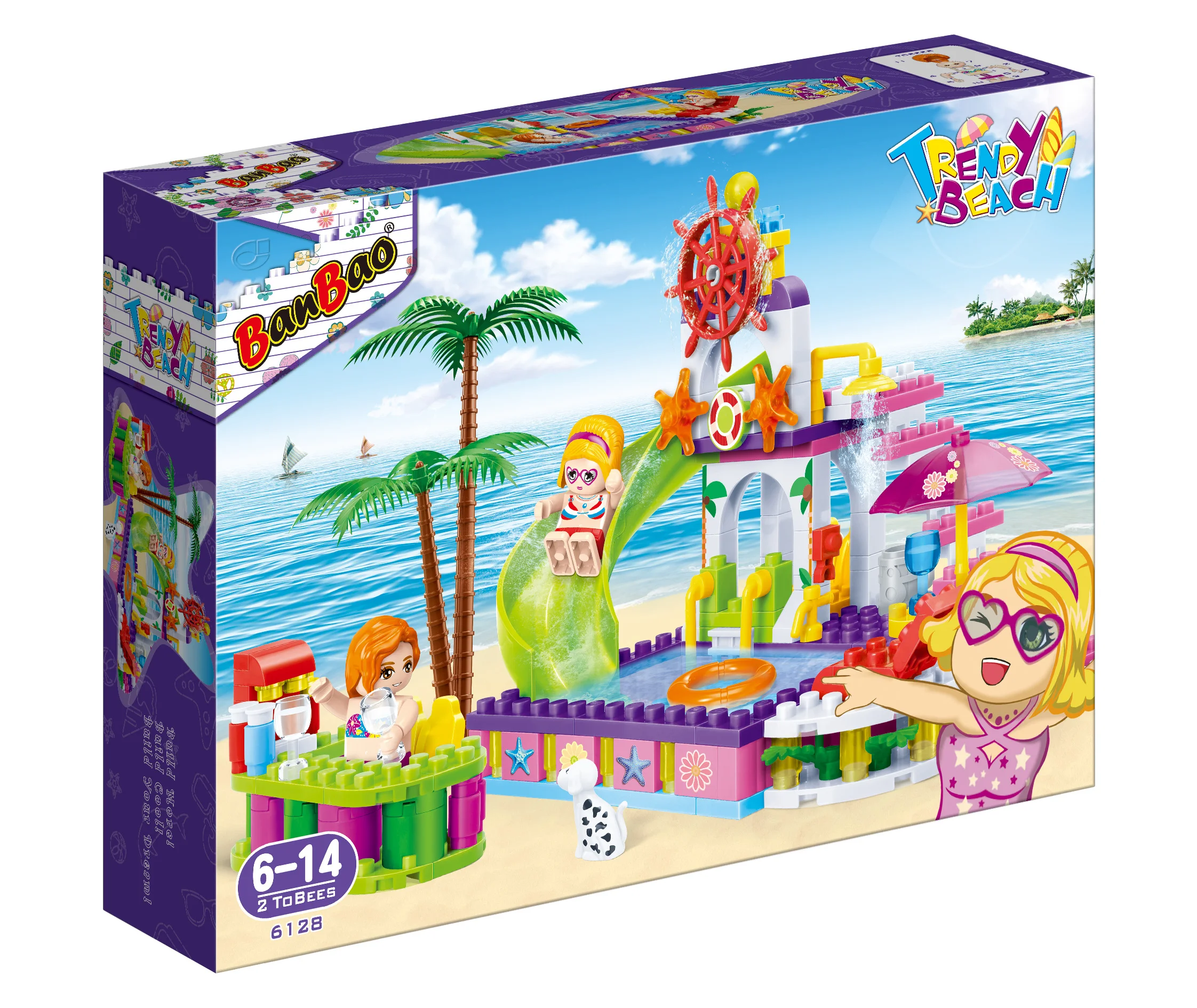 Banbao B6128 6-14 Girl's Summer Beach Party Friend Toys Abs Plastic Building Blocks Compatible Major Brand Brick For - Buy Building Block Toys,Swimming Pool Summer Beach Playable Block Toys 6-14 Building