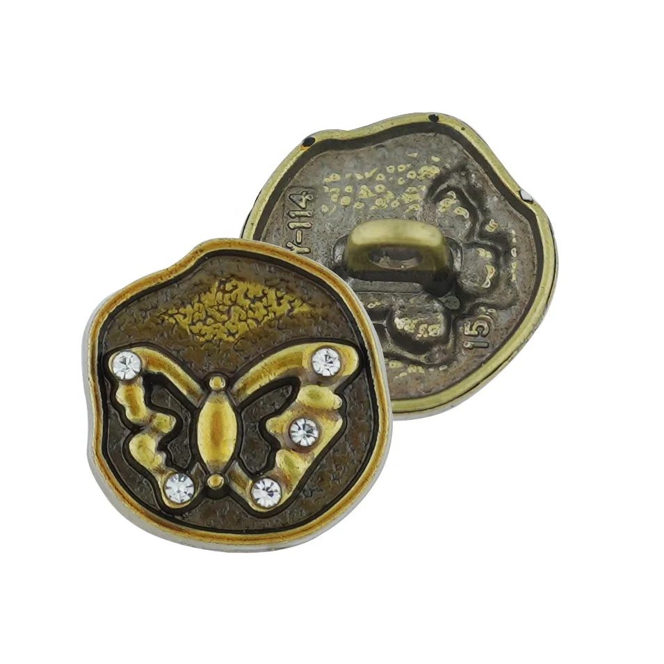 Jinyi Button OEM ODM Custom Brand Logo Design Zinc Alloy Fancy Button Shank Button for Garment