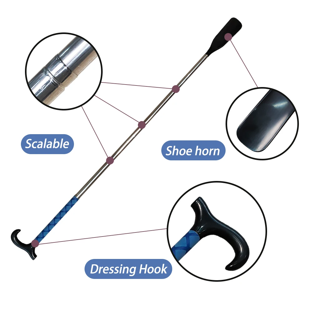 Extendable Long Handle Shoehorn Telescopic Foldable Shoe Horn