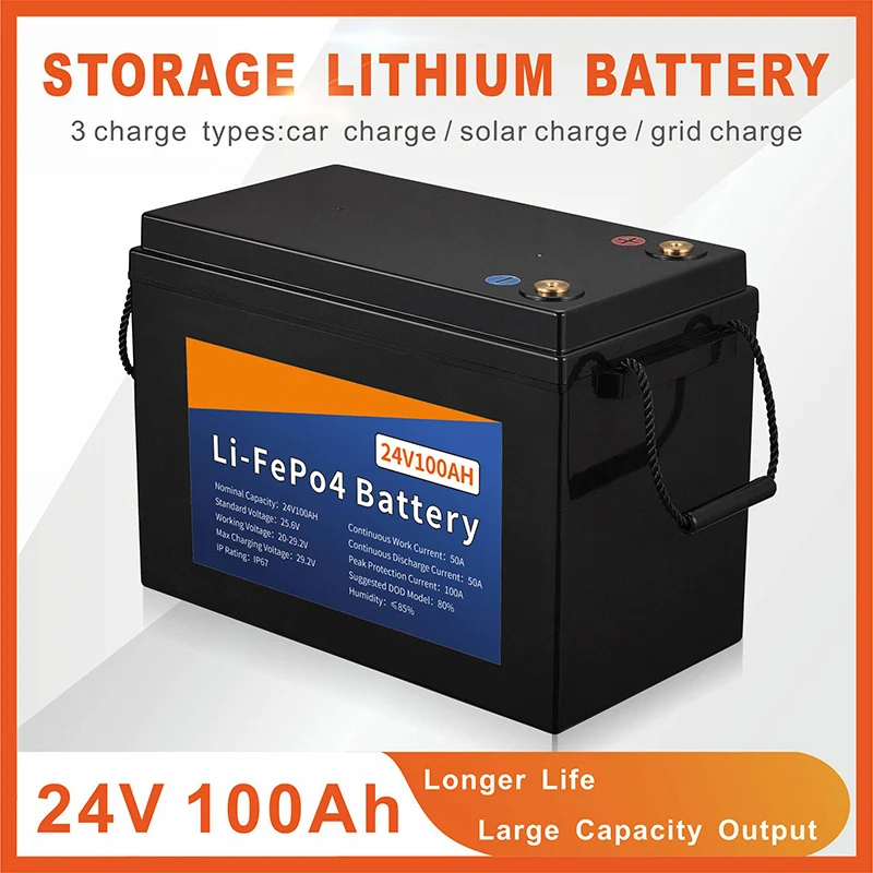 High Quality Best Lithium Ion Battery Pack 30ah 50ah 100ah 200ah 12v 24v Golf Cart Lifepo4 Battery with Waterproof case