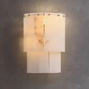 Modern Designer Simple Villa Duplex Restaurant Bedroom Wall Lamps Spanish Marble with Copper for Living Room