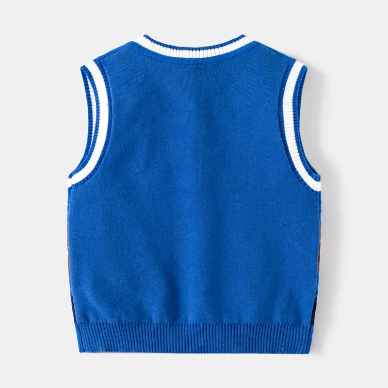 Fashion Children Boys Vest Jacket Kids Sweaters V Collar Jacquard