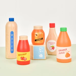 New Arrival Kids Children Pretend Toys Bottle Seasoning Bottle Wooden Simulation Toy Wooden Kitchen Play House Toys Set