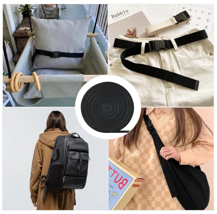 HONGYI High Quality Nylon & Polyester Webbing Strap Wholesale Weave Plain Belt With Outsourcing Edge for Luggage
