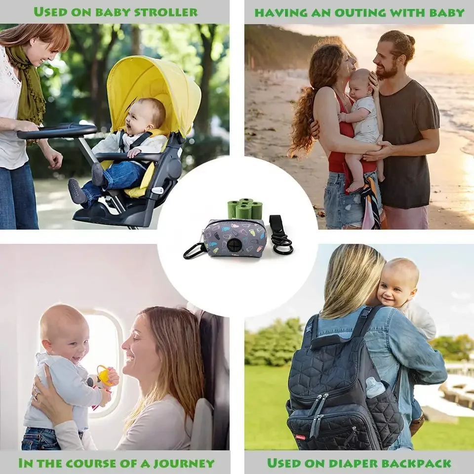 Waterproof Diaper Bag Dispenser Baby Dirty Diapers Bags Storage Outside