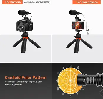 Comica Smartphone Microphone with Mini Tripod, CVM-VM10-K2 PRO Video Shotgun Mic for iPhone and Android Phones, Vlogging Kit detail image