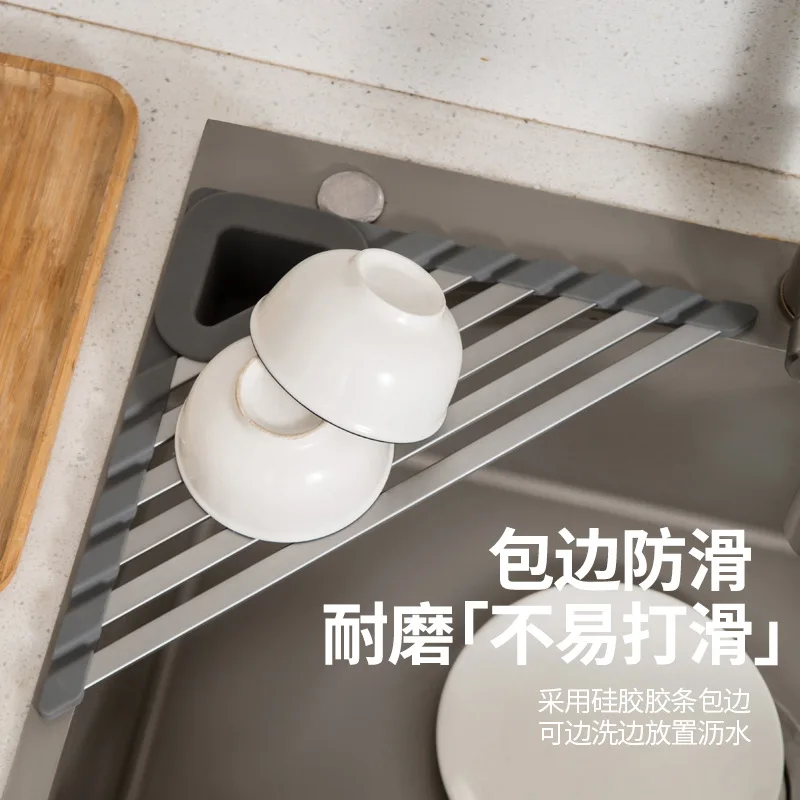 Silicone Rubber Aluminum Alloy Triangle Foldable Detachable Multifunctional Standing Single Durable Modern Kitchen Storage Stand