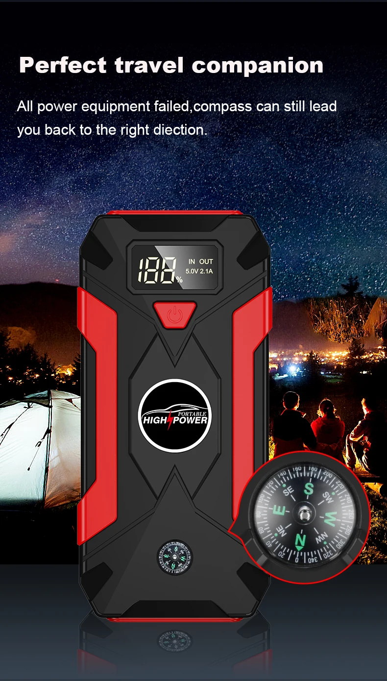 Portable Mini Jump Starter With 12V Lithium Battery Power Bank With air Compressor Booster Charger for Car Jump Starter