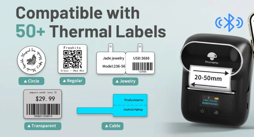 Phomemo Thermal Sticker Labels For M110 M120 M200 M221 Printers | 1 Roll White Square