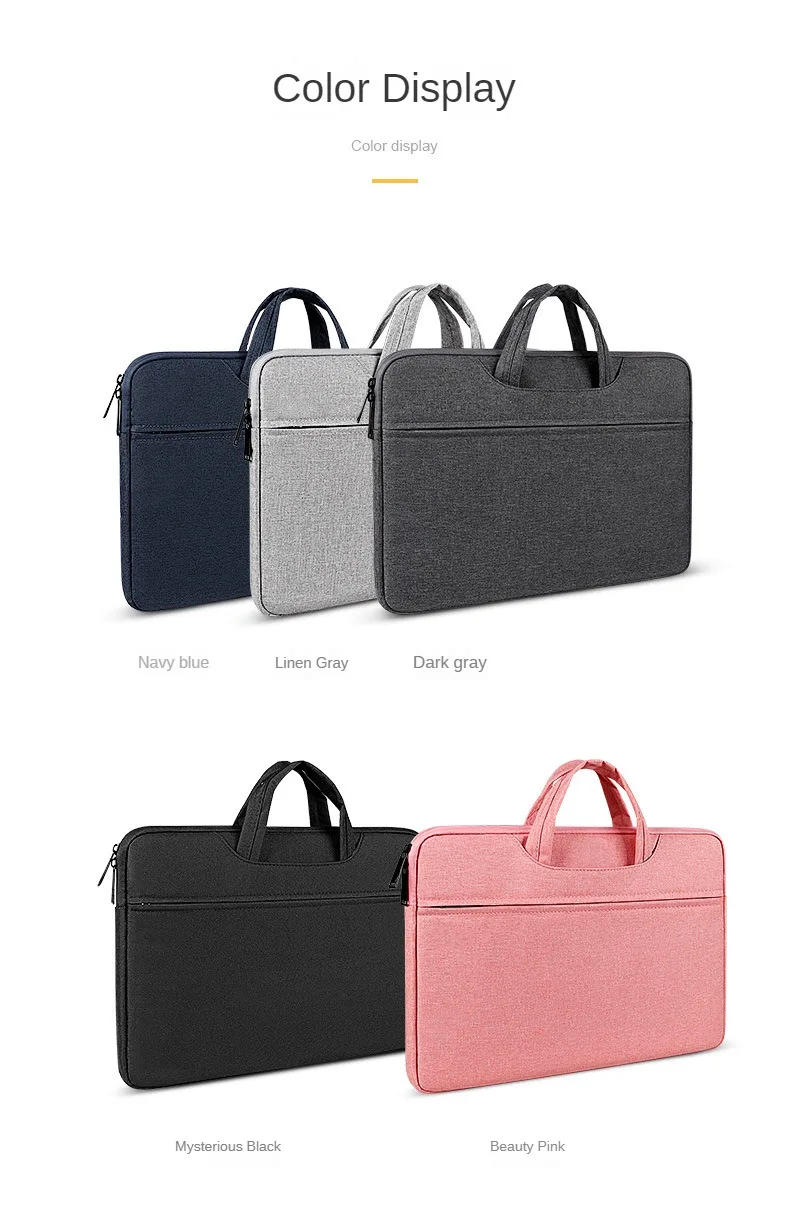 Factory custom multi pockets large capacity durable waterproof portable fabric strong two zipper business laptop tote bag