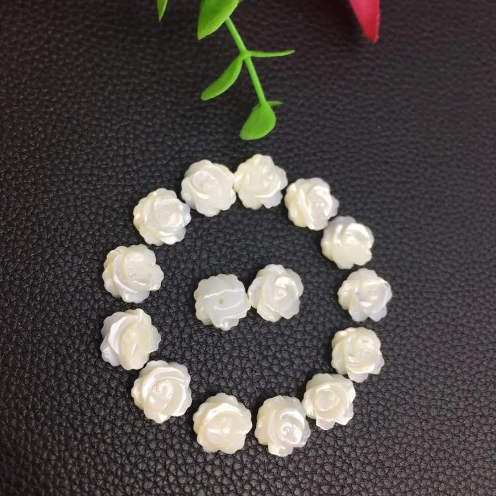 White Shell  Mother of Pearl Shell Beads Strand Rose Flower Shape Full/Half Drilled  for Making Earrings