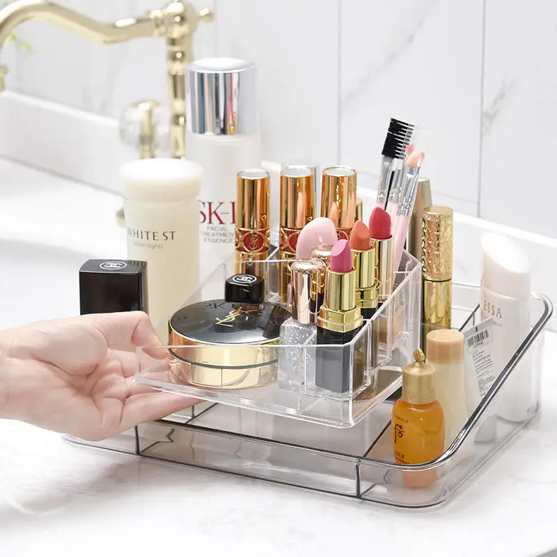 Plastic Clear Desktop Cosmetics Storage Organizer Jewelry Nail Polish Lipstick Display Box