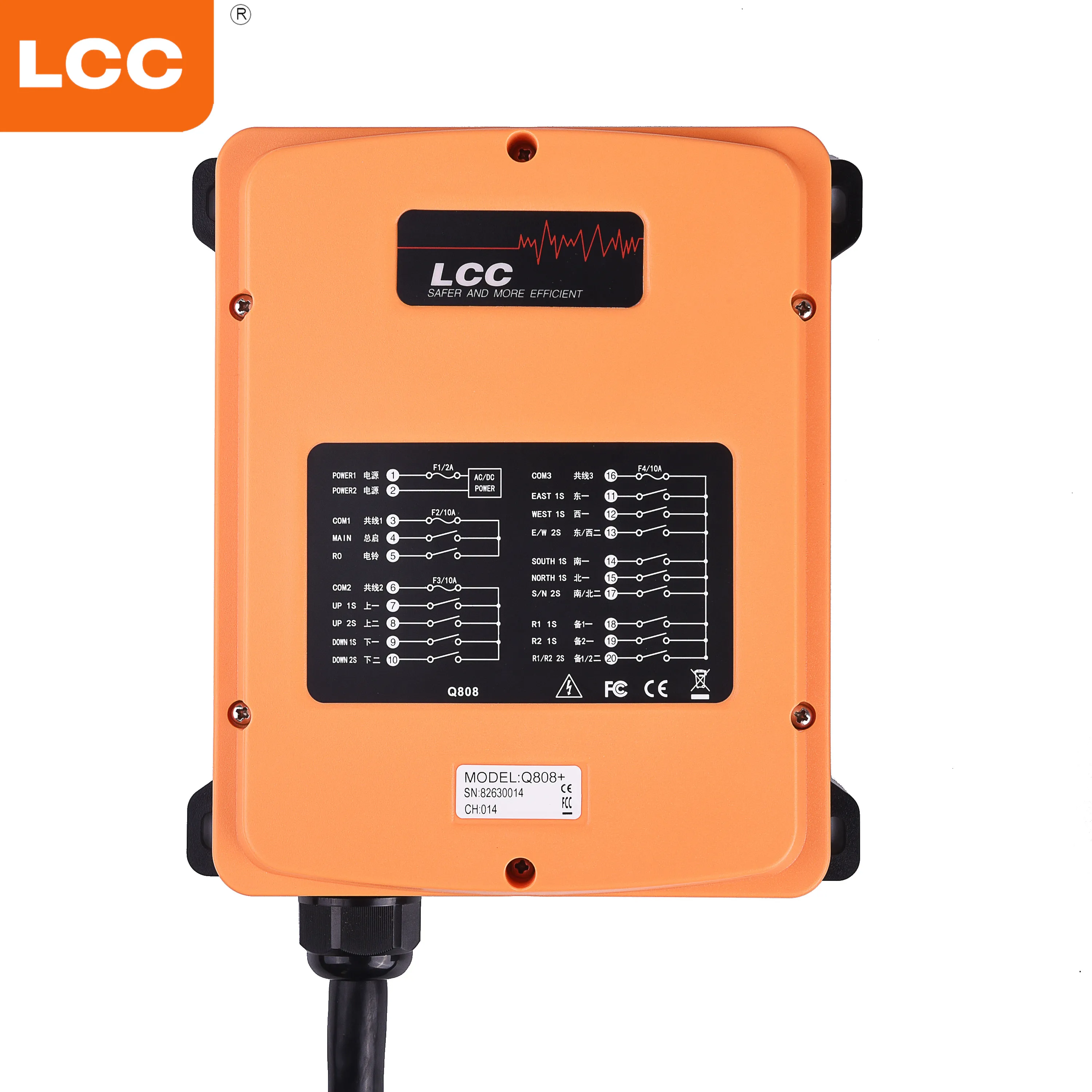 Q808 8 Button Double Speed 24 Volt 433 mhz Radio Remote Control for Hoist Crane
