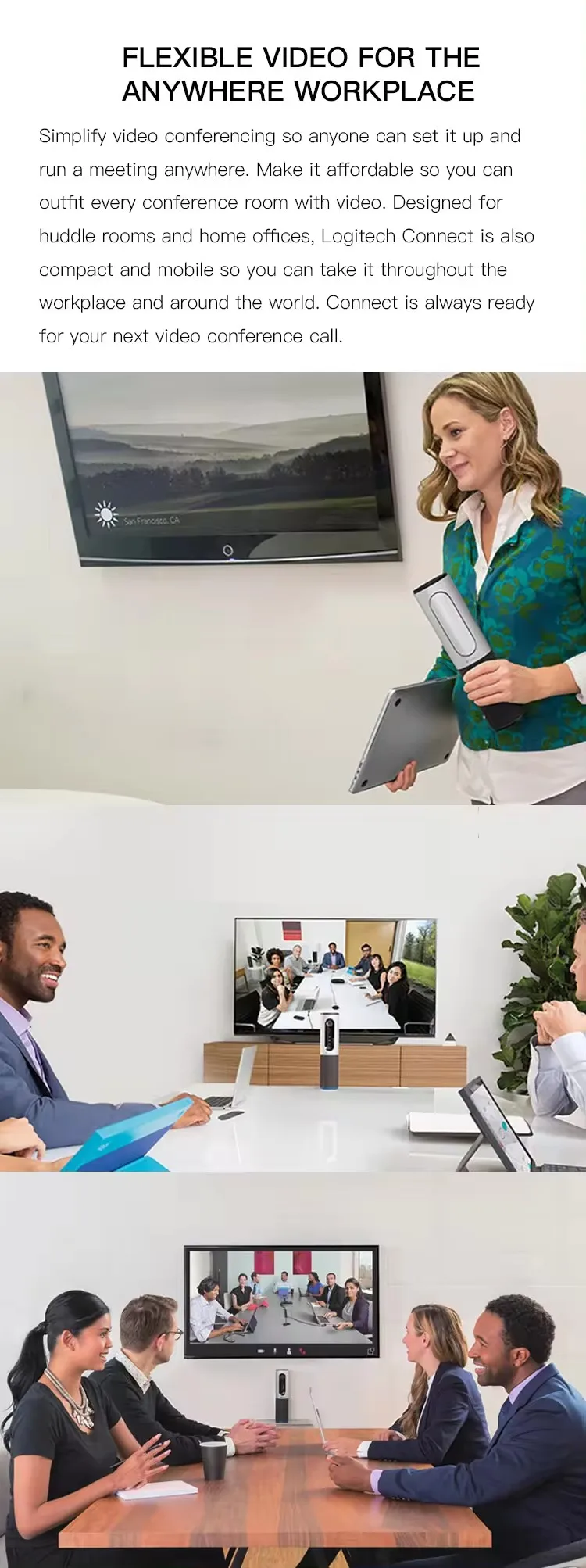 Logitech CC2000E Video Conferencing Webcam With Built-in Speaker 1080p HD Camera