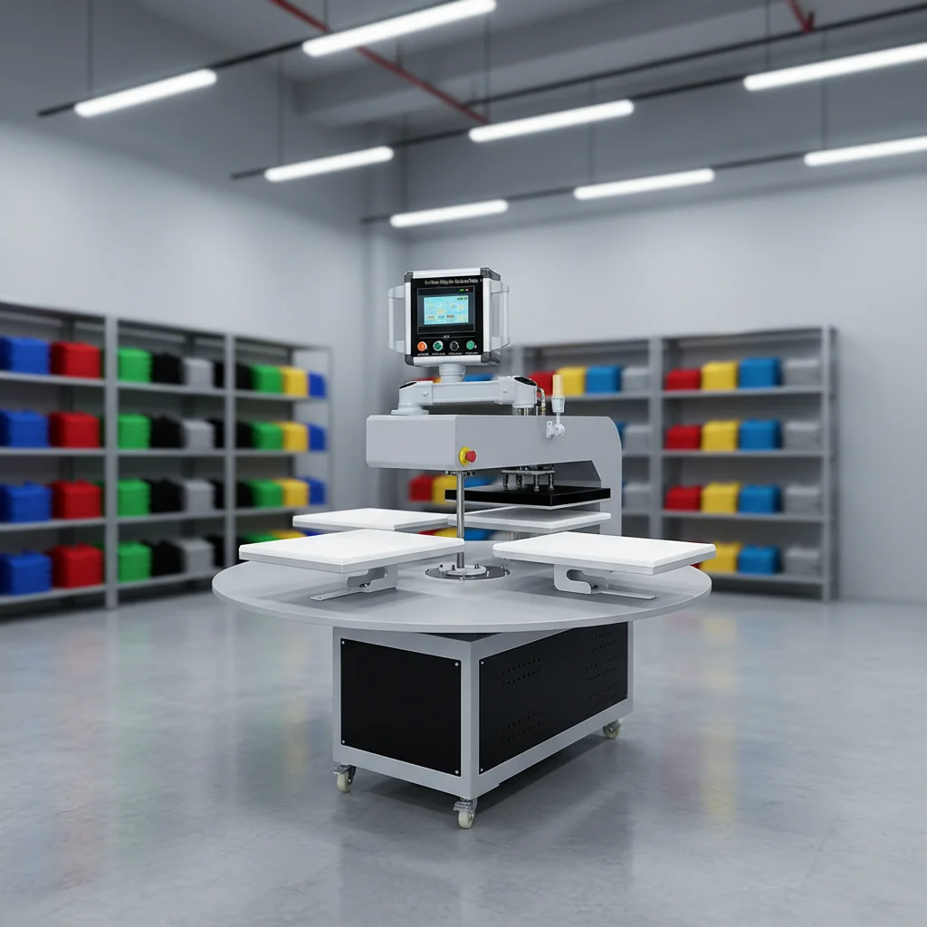 Automatic Mechanical Driven 4 Workstation Rotary Table Heat Transfer Press Boost Productivity for Mass Apparel Customization