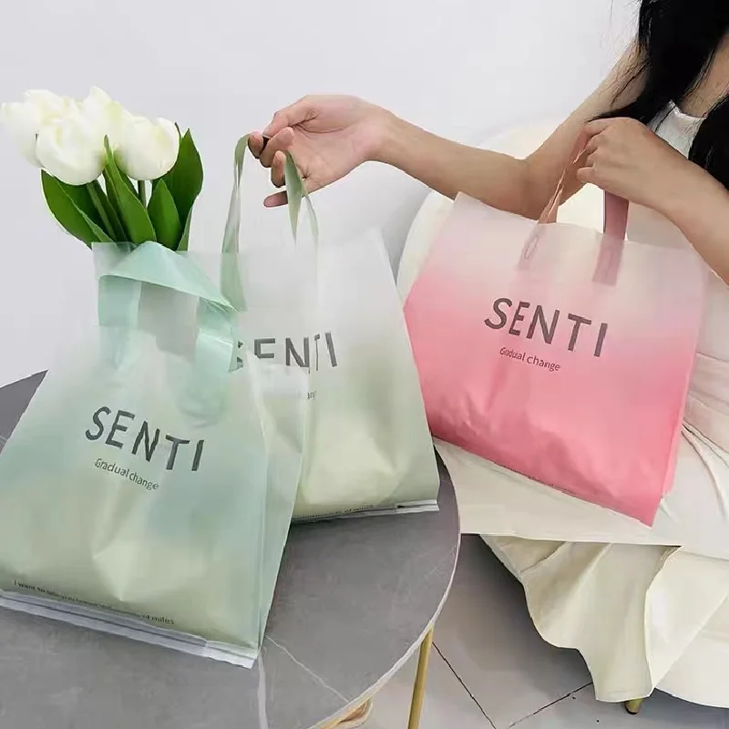 Durable Using Cheap Price HDPE Plastic Handle Shopping Bags for Clothing Gift Present Fashion Clothes Garments Store Packing