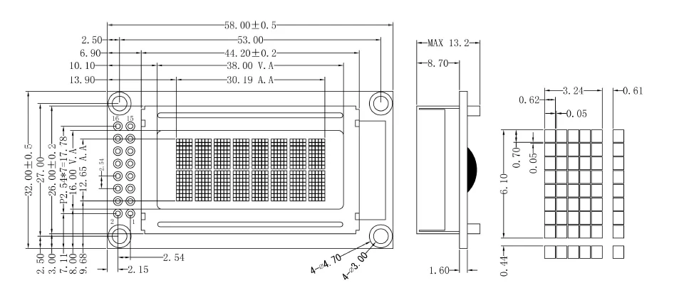 lcd display dimensions factory